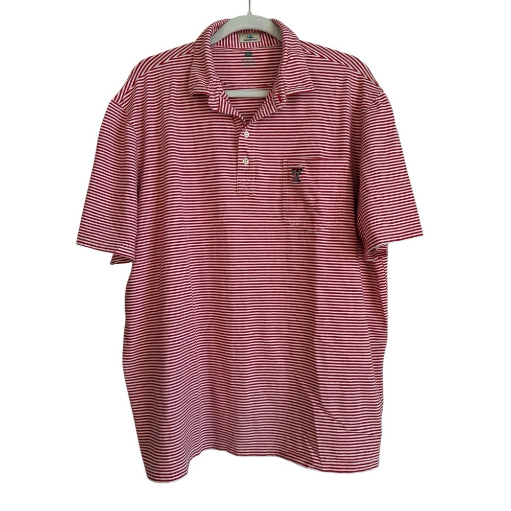 Johnnie O Texas Tech Raiders Polo Shirt Mens XXL‎ Red White Striped Hangin' Out